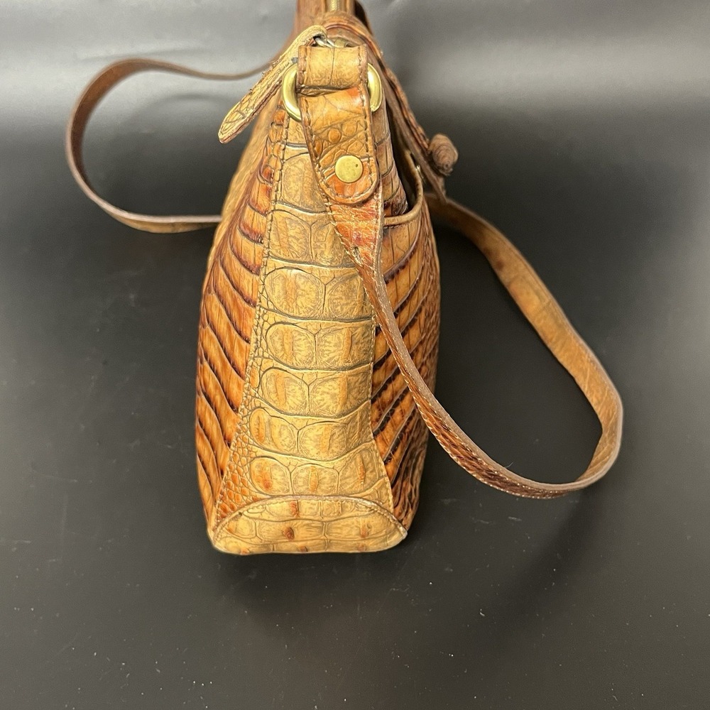 Brahmin Isabelle Metallic Toasted Almond Embossed Croc Leather Bag (B420) - Picture 5 of 16